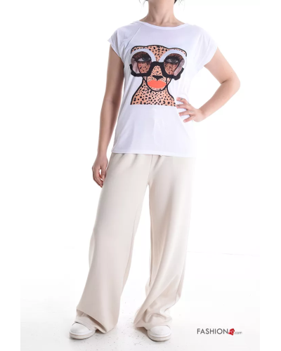 T-shirt manches courtes col rond Imprimé animal