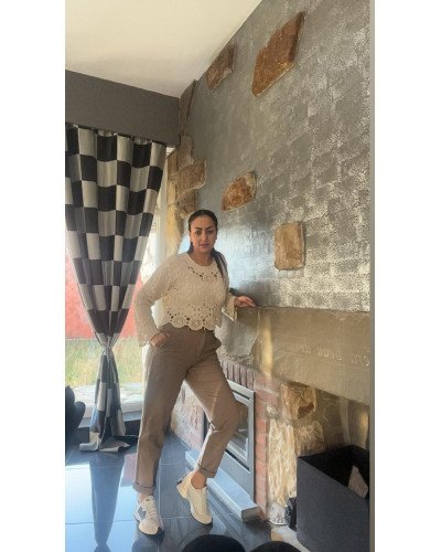 Pantalon jeans Slouchy – Beige & Marron – 34 à 42 | Ilhamoon