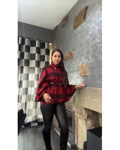 Cape à carreaux très tendance – Taille unique | Ilhamoon