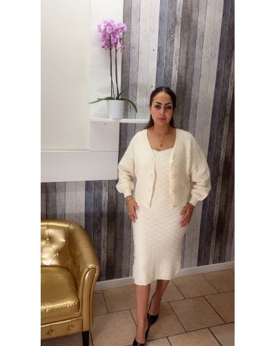 Ensemble tricot chic robe et gilet