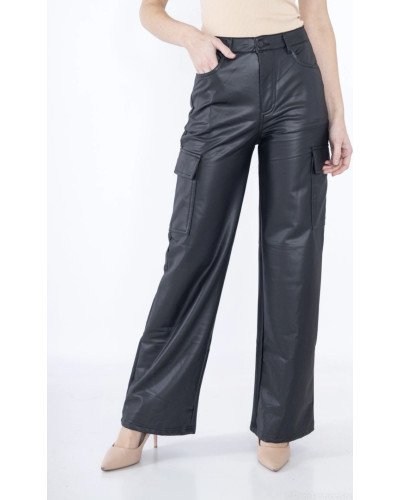 Pantalon cargo similicuir