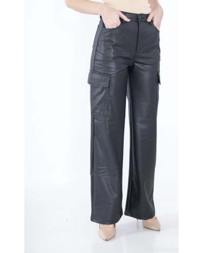 Pantalon cargo similicuir