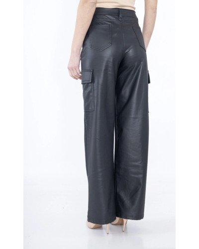 Pantalon cargo similicuir