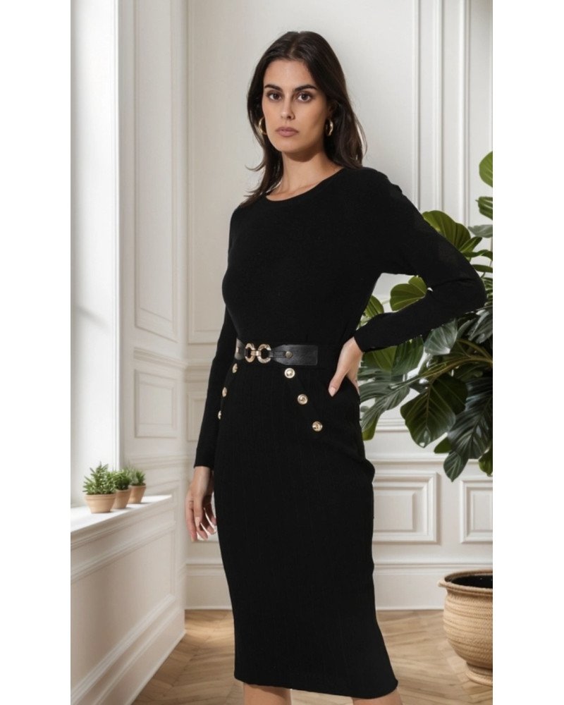 Jupe longue tube en maille côtelé