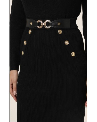 Jupe longue tube en maille côtelé