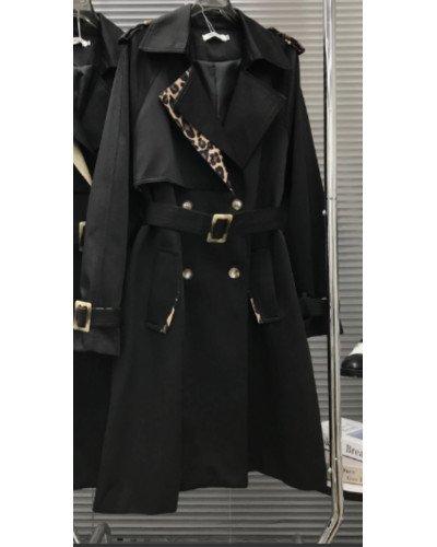 Trench-coat classique imprimé léopard