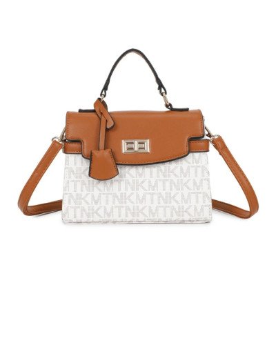 TNKM Printed Handbag – Camel/White & Camel/Brown | Ilhamoon