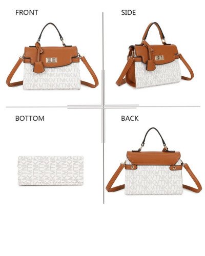 TNKM Printed Handbag – Camel/White & Camel/Brown | Ilhamoon