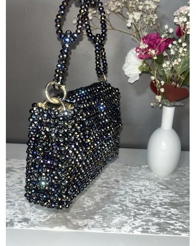 Sac en perles à reflets multicolores/ métallique