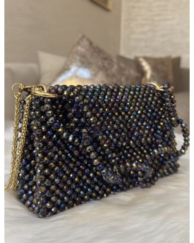Sac en perles à reflets multicolores/ métallique
