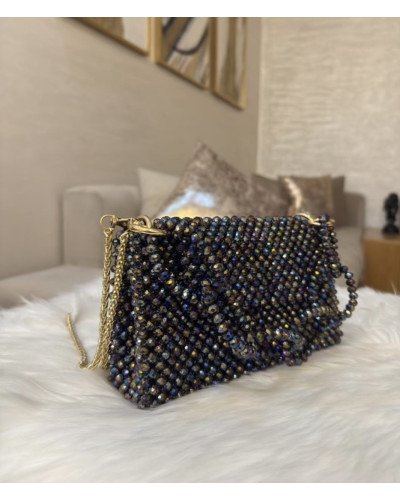 Sac en perles à reflets multicolores/ métallique