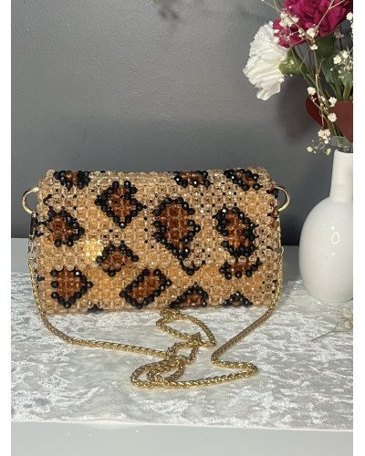 Sac à main perles léopard