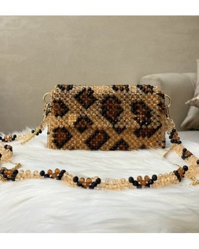 Sac à main perles léopard