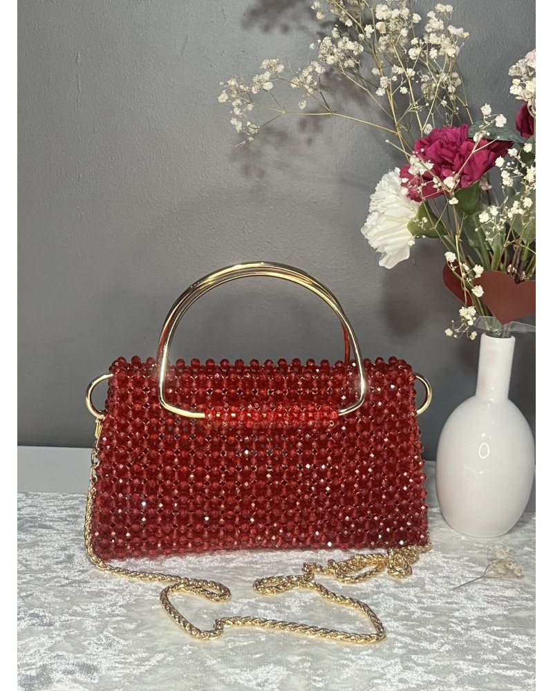 Sac à main en cristal acrylique rouge