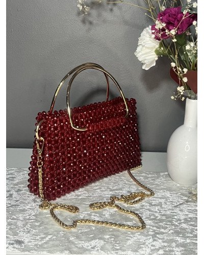 Sac à main en cristal acrylique rouge