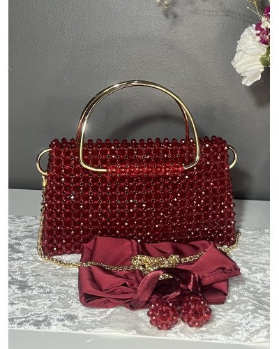 Sac à main en cristal acrylique rouge