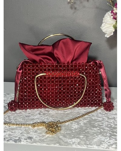 Sac à main en cristal acrylique rouge