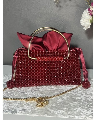 Sac à main en cristal acrylique rouge